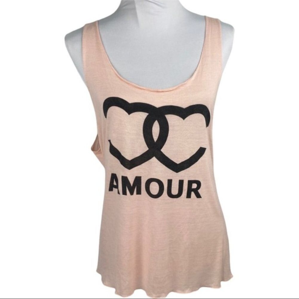 2KUHL Women's Pink Scoop Neck Heart Amour Casual Muscle Tank Large/C42